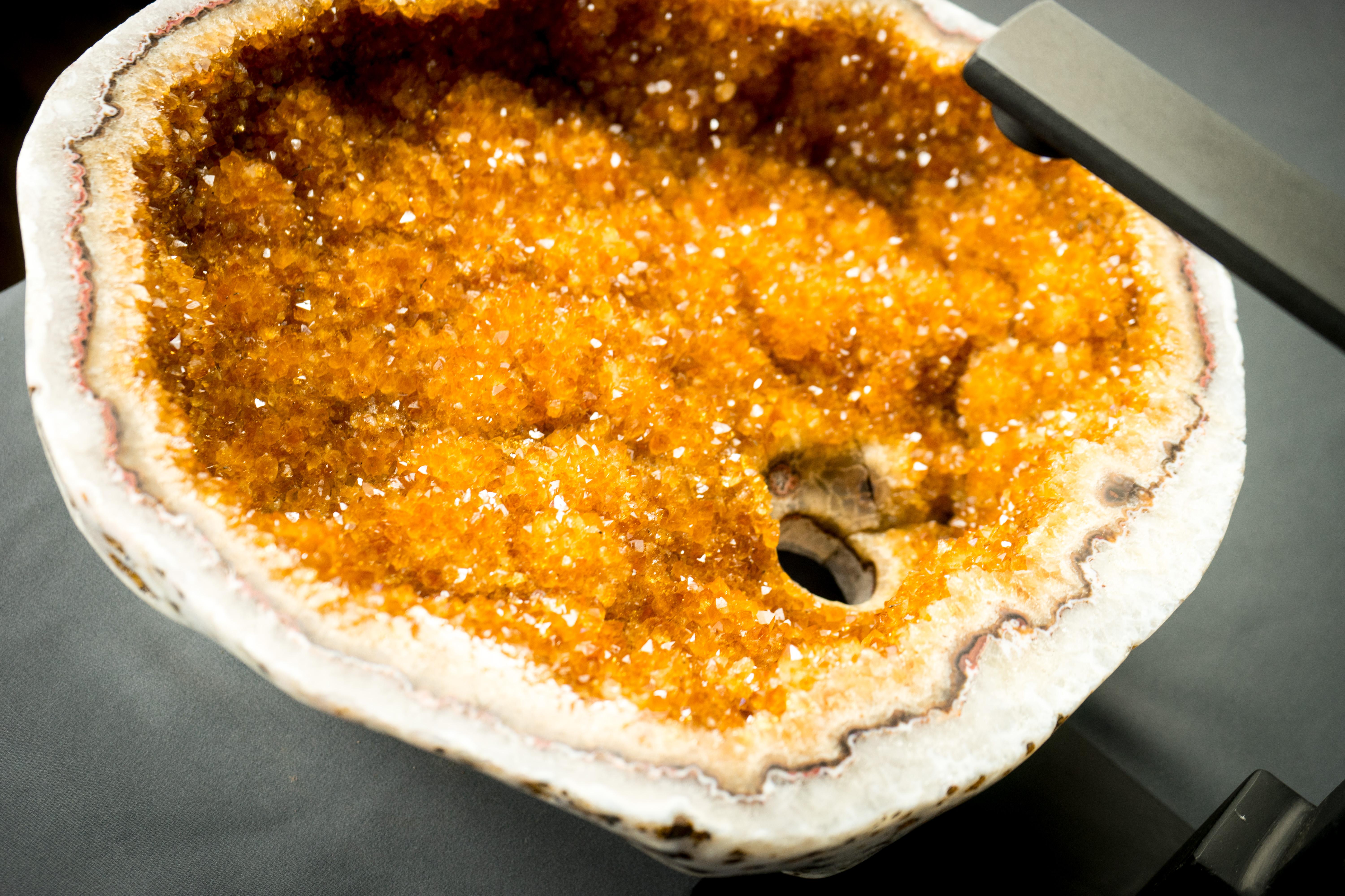Citrin-Geode-Waschbecken mit Druzy-Kristallen, handgefertigt aus einem AAA-Natur Citrin im Angebot 6
