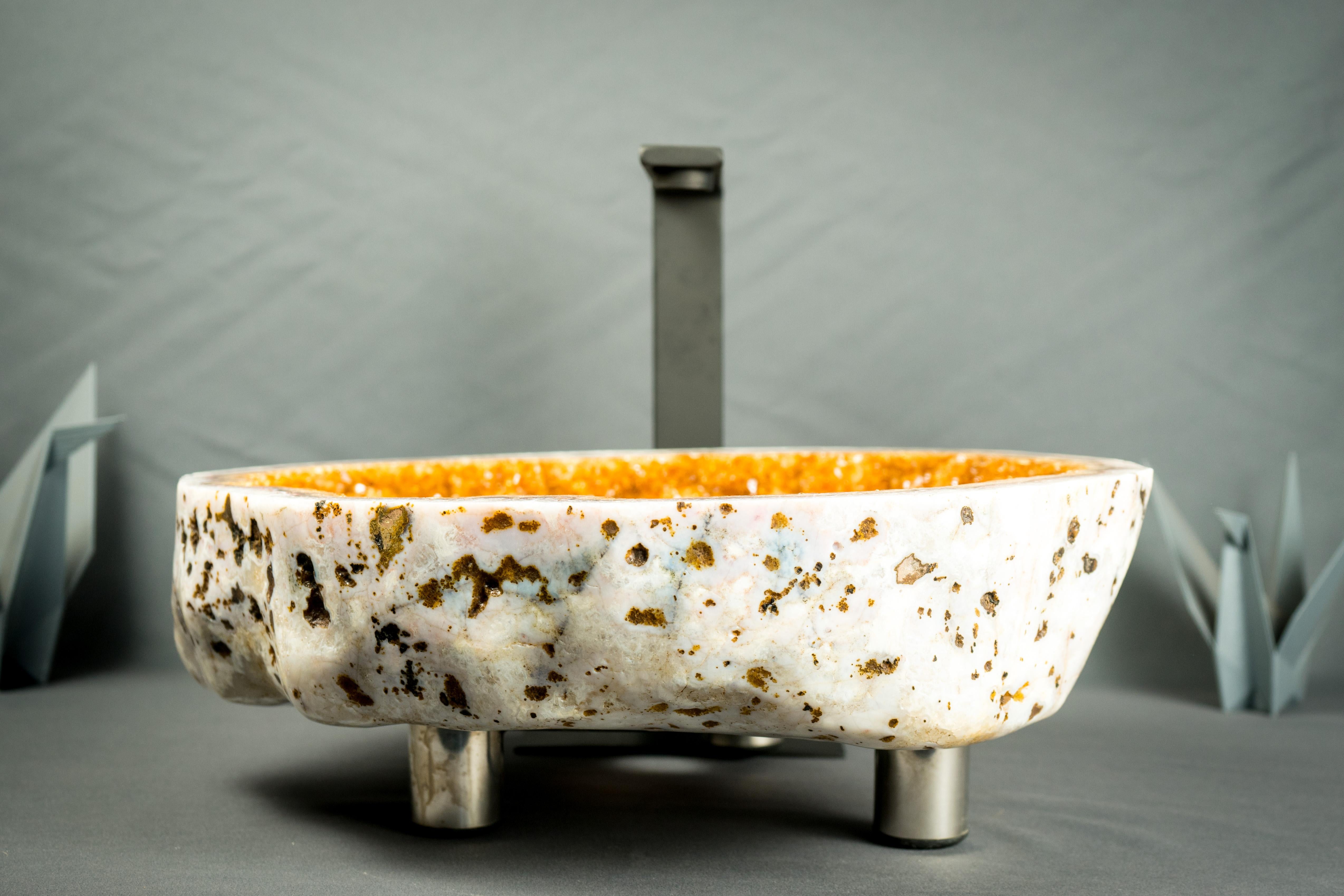 Citrin-Geode-Waschbecken mit Druzy-Kristallen, handgefertigt aus einem AAA-Natur Citrin im Angebot 3