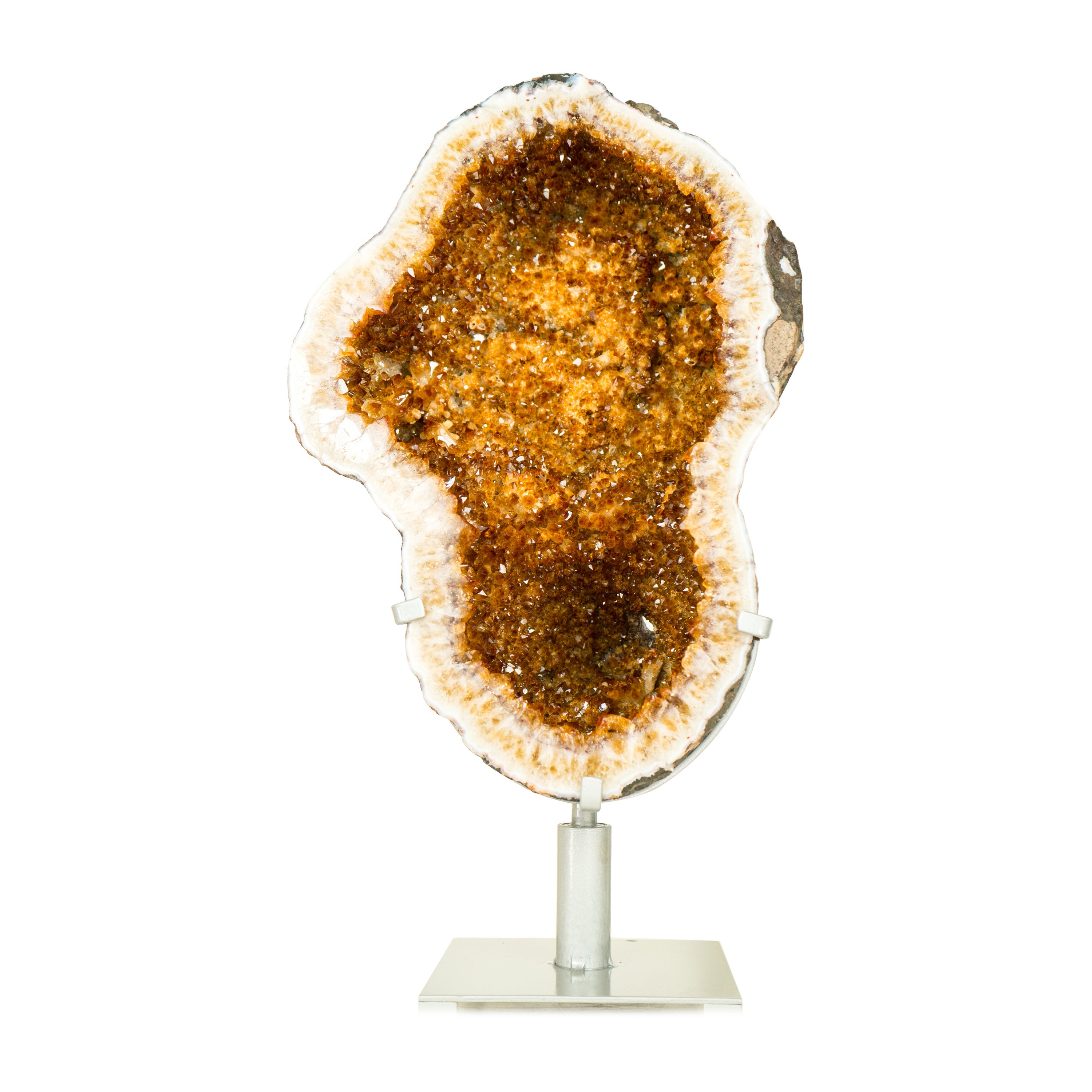 Citrin-Geode mit prächtigem glänzendem goldenem, orangefarbenem Citrin-Kristall Druzy