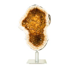 Geode di Citrino con splendido cristallo Citrino arancione lucido Druzy