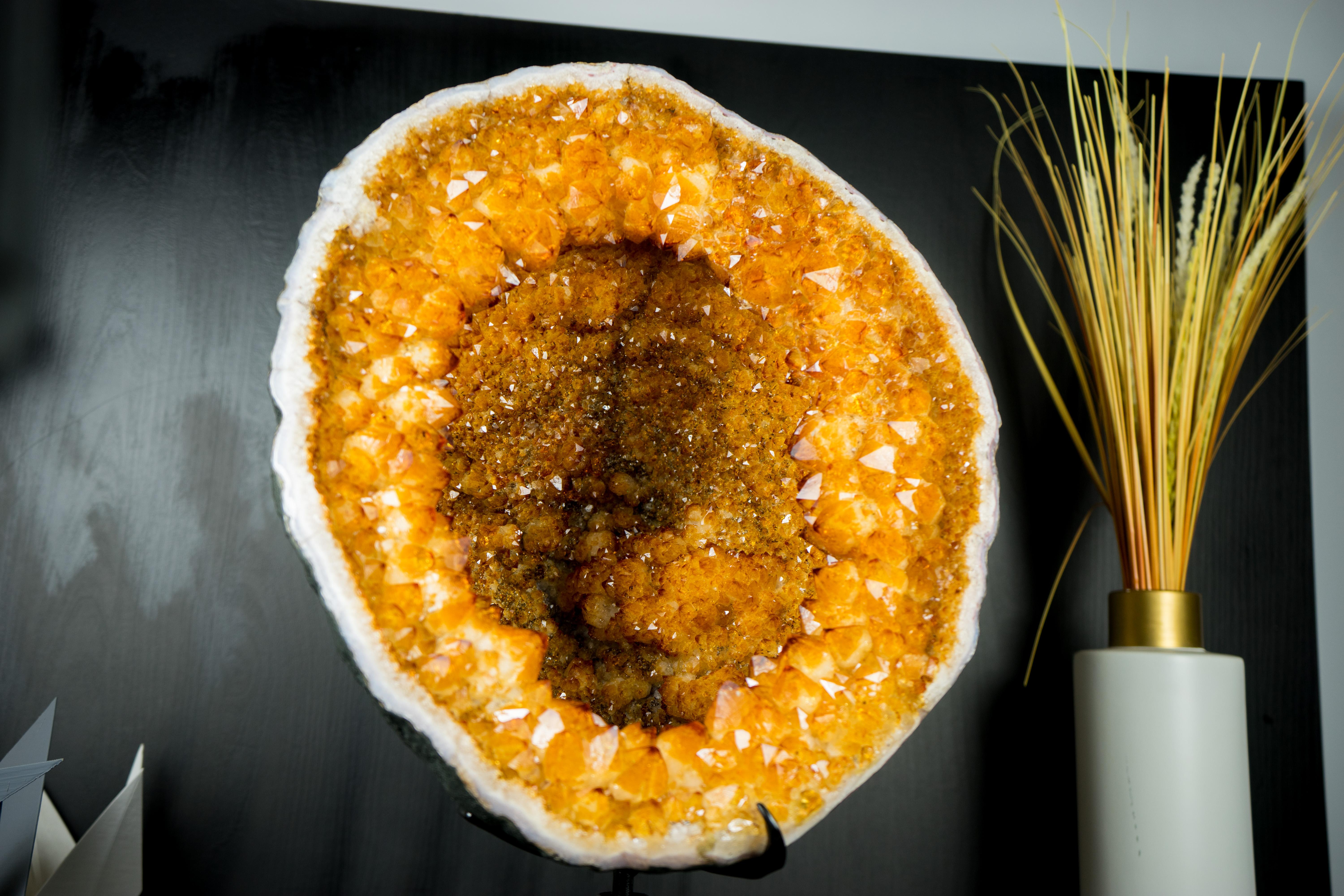 Citrine Geode with Rare Citrine Crown and Stalactite Flowers - A Gallery Citrine For Sale 5