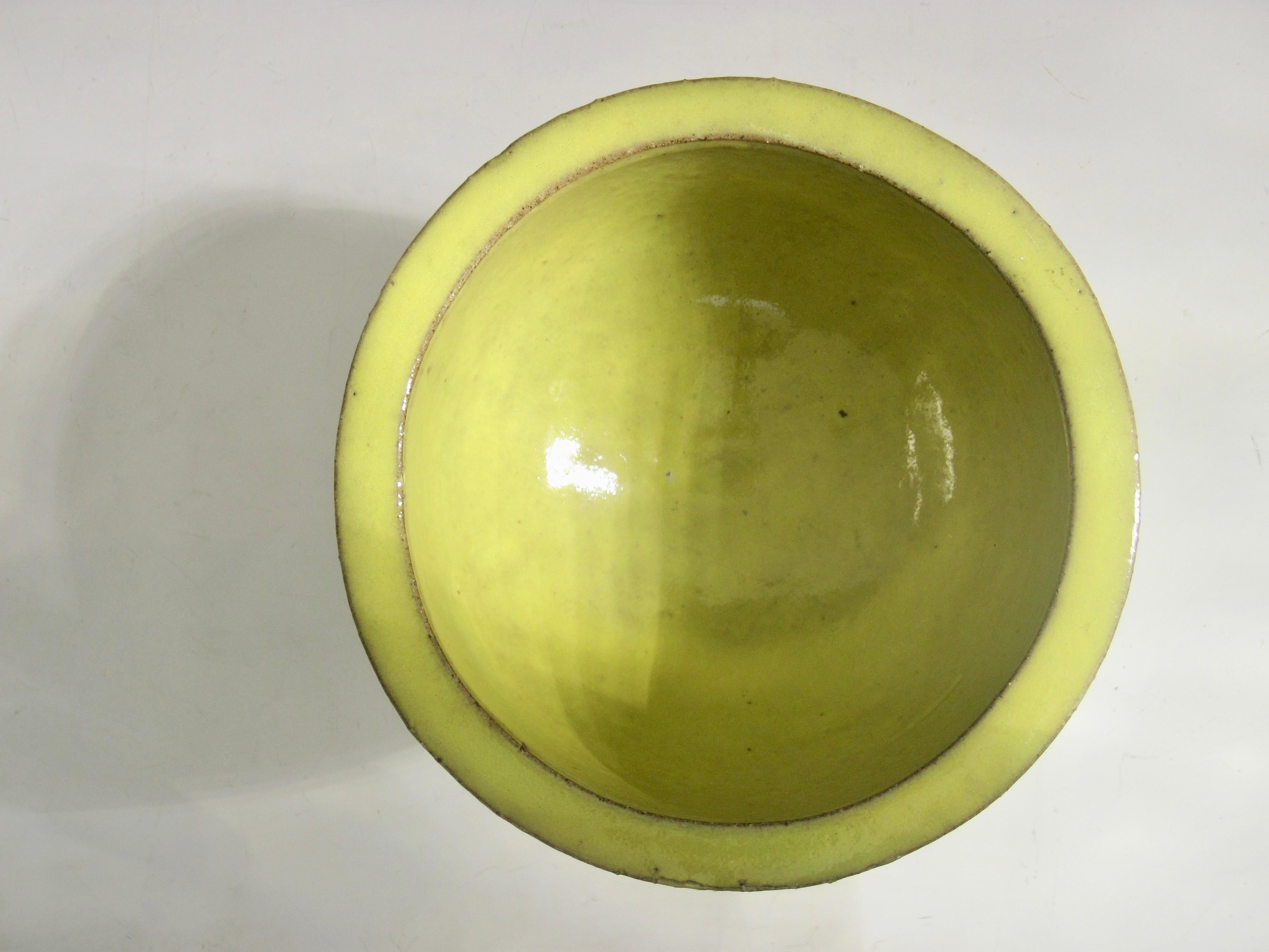 Citrine Glazed Terra Cotta Pedestal Style Planter Pot For Sale 3