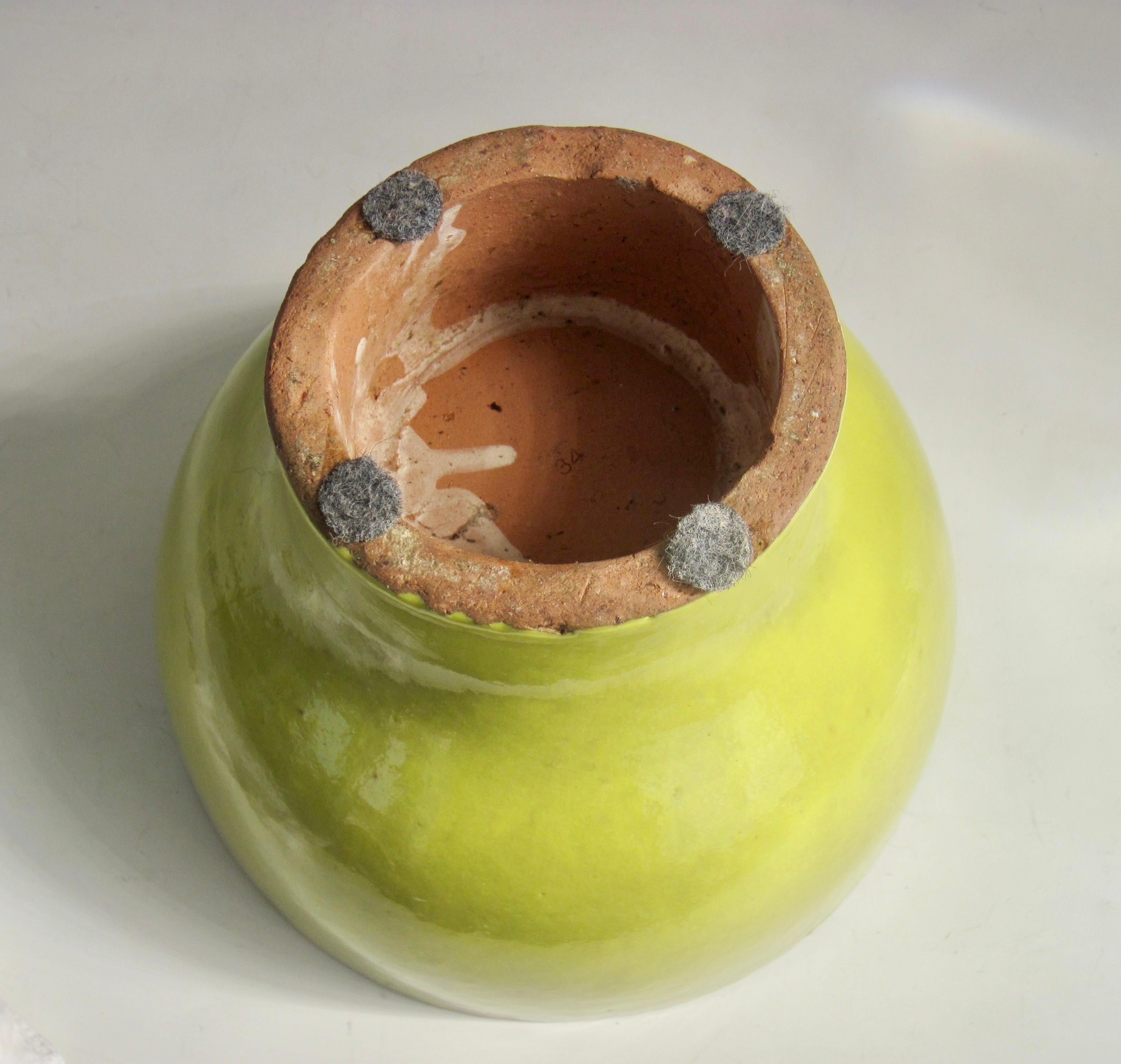 Citrine Glazed Terra Cotta Pedestal Style Planter Pot For Sale 5