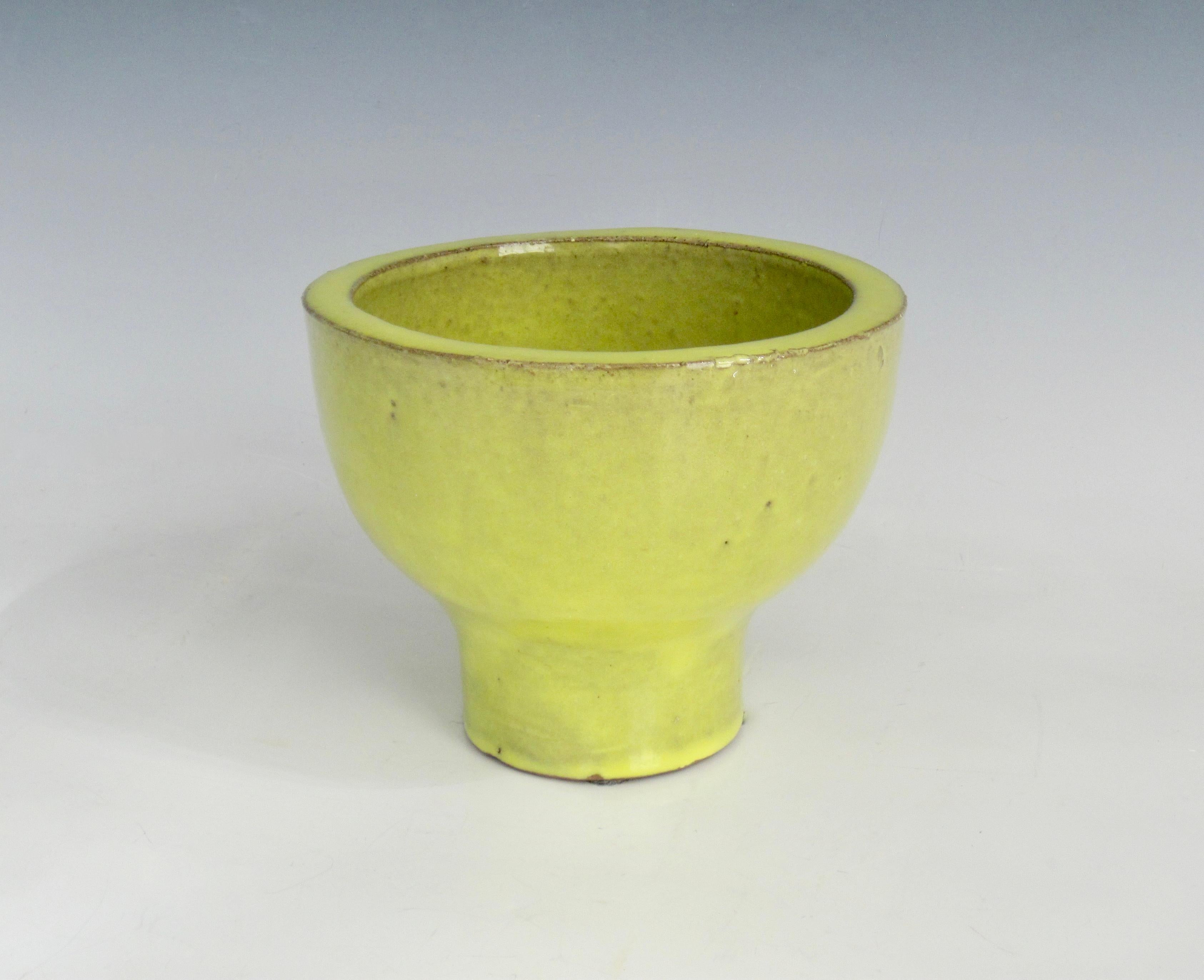 Post-Modern Citrine Glazed Terra Cotta Pedestal Style Planter Pot For Sale