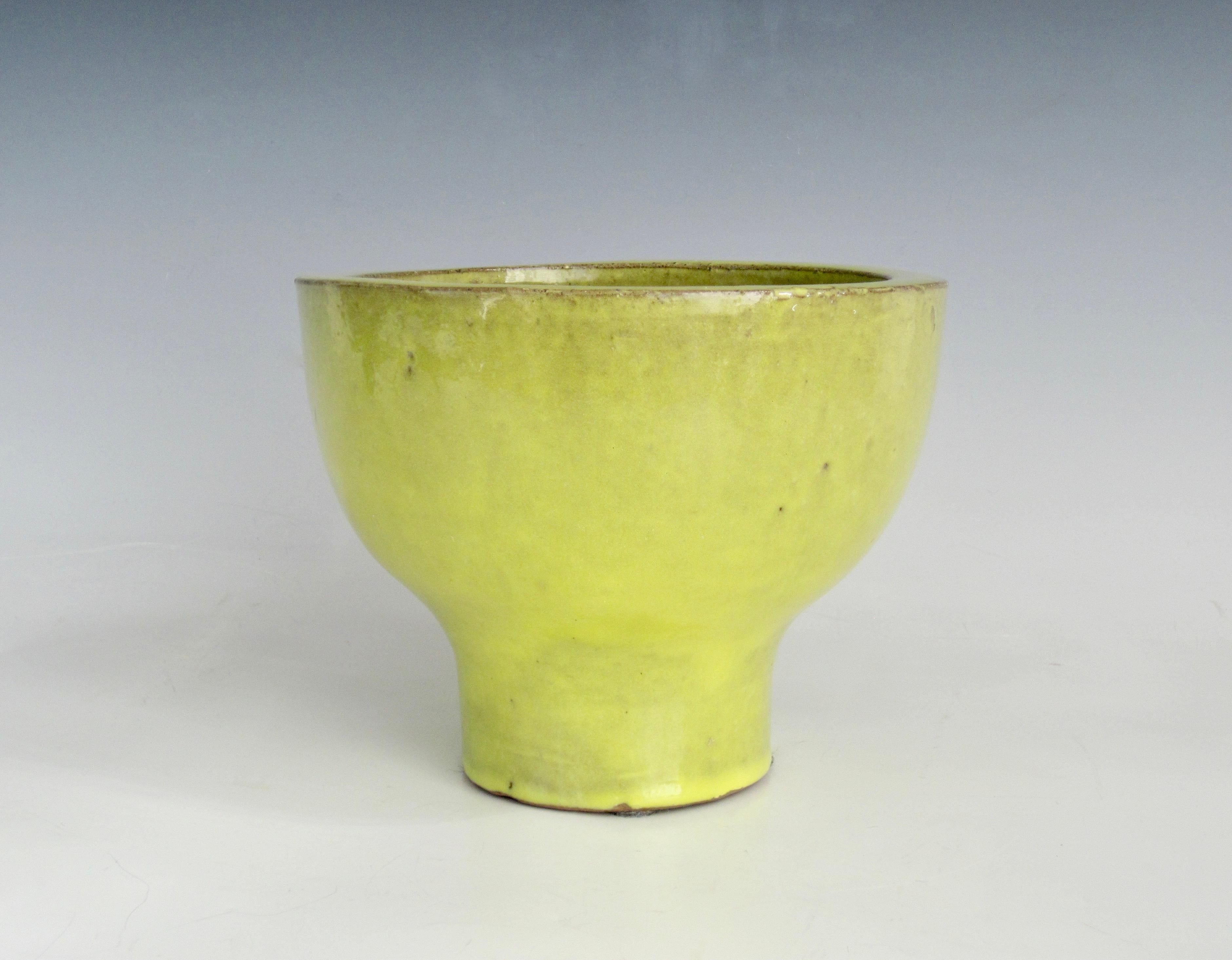 Terracotta Citrine Glazed Terra Cotta Pedestal Style Planter Pot For Sale