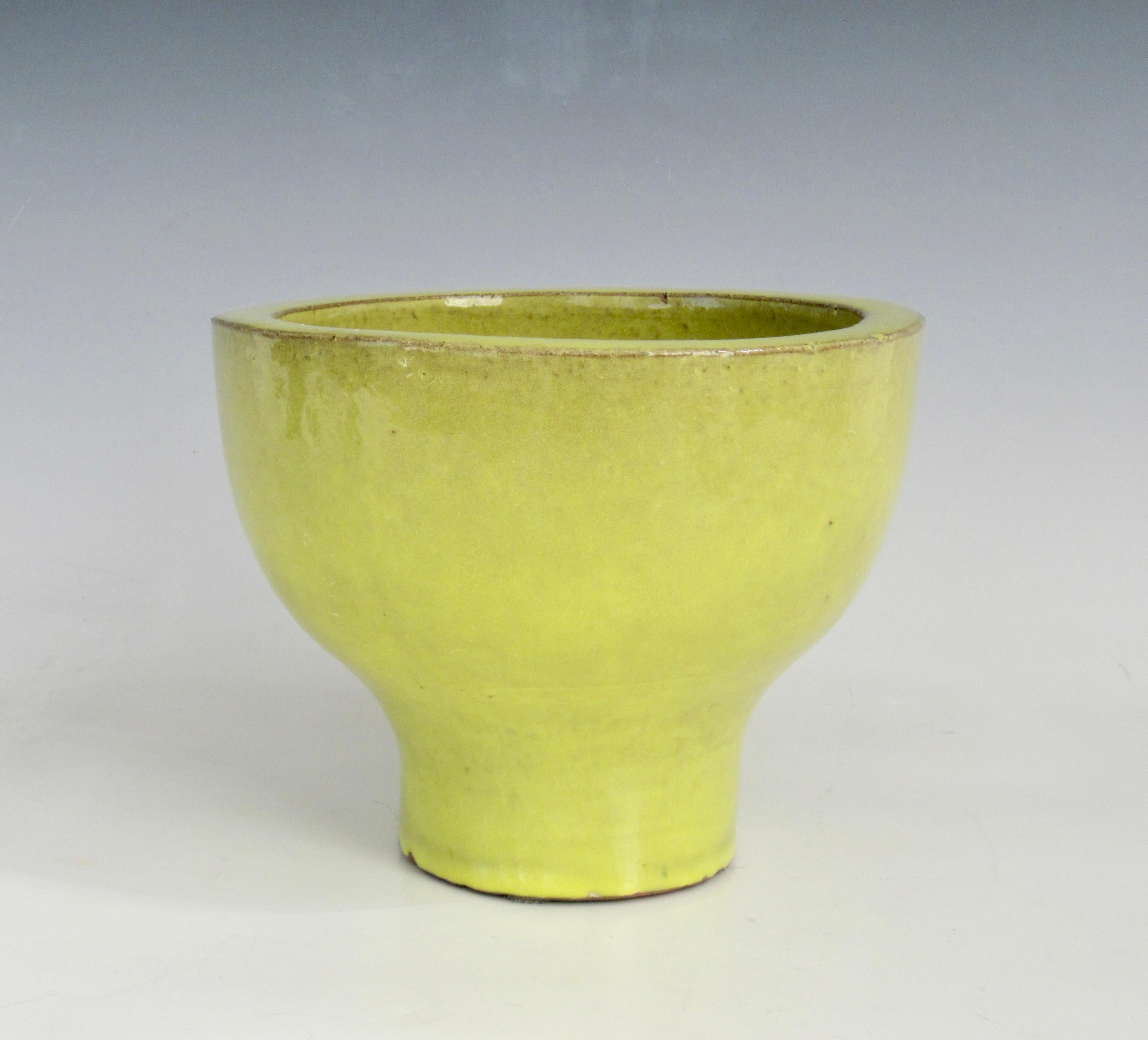 Citrine Glazed Terra Cotta Pedestal Style Planter Pot For Sale 1