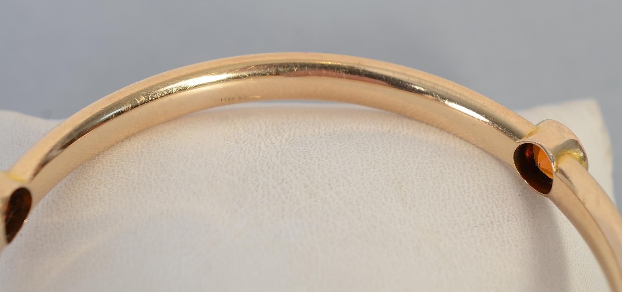 Women's or Men's Citrine Gold Bangle Bracelet For Sale