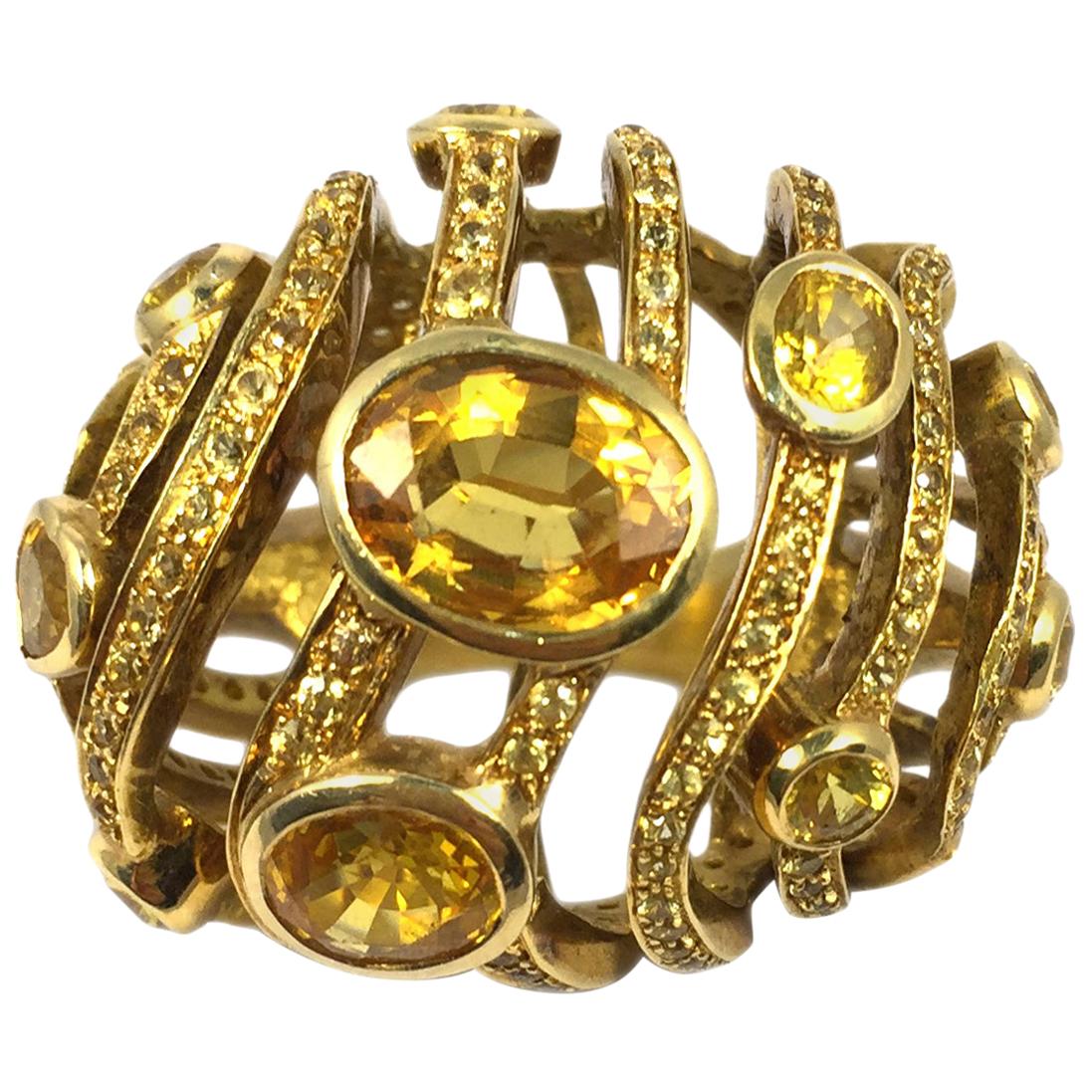 Citrine Gold Cocktail Dome Ring