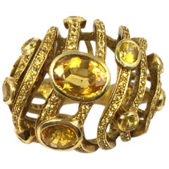 Vintage Citrine Gold Cocktail Dome Ring