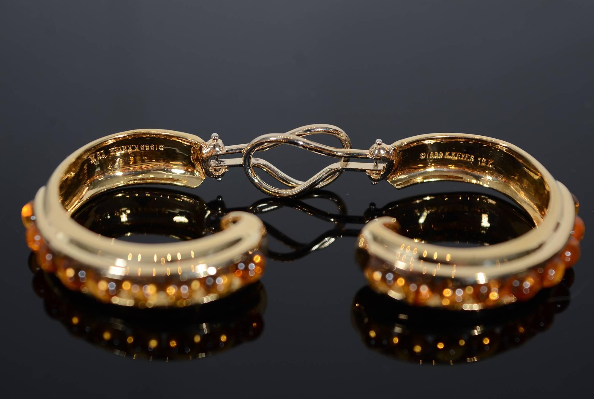 Modern Citrine Gold Hoop Earrings For Sale