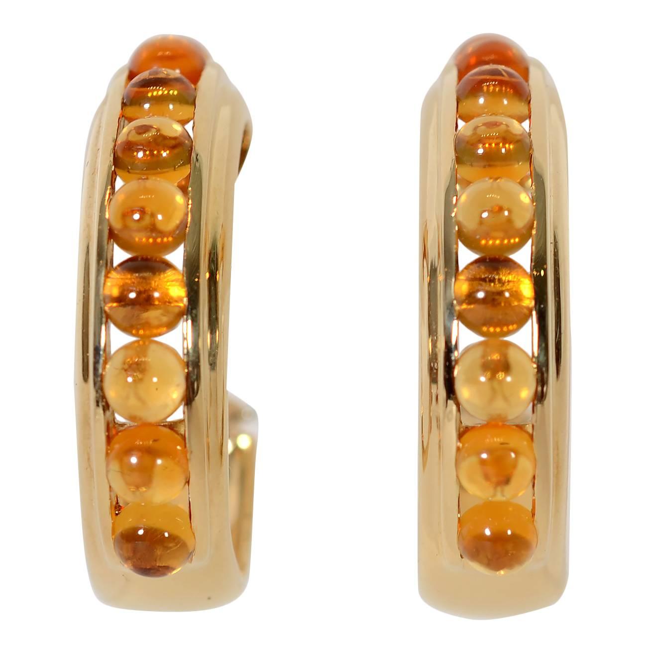 Citrine Gold Hoop Earrings For Sale