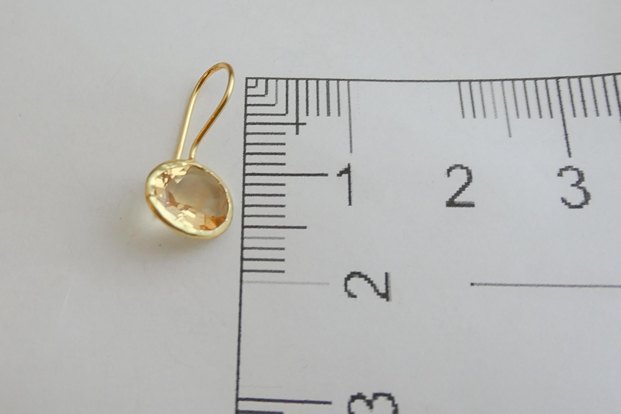Citrine Gold Plated Sterling Silver Drop Earrings For Sale 1