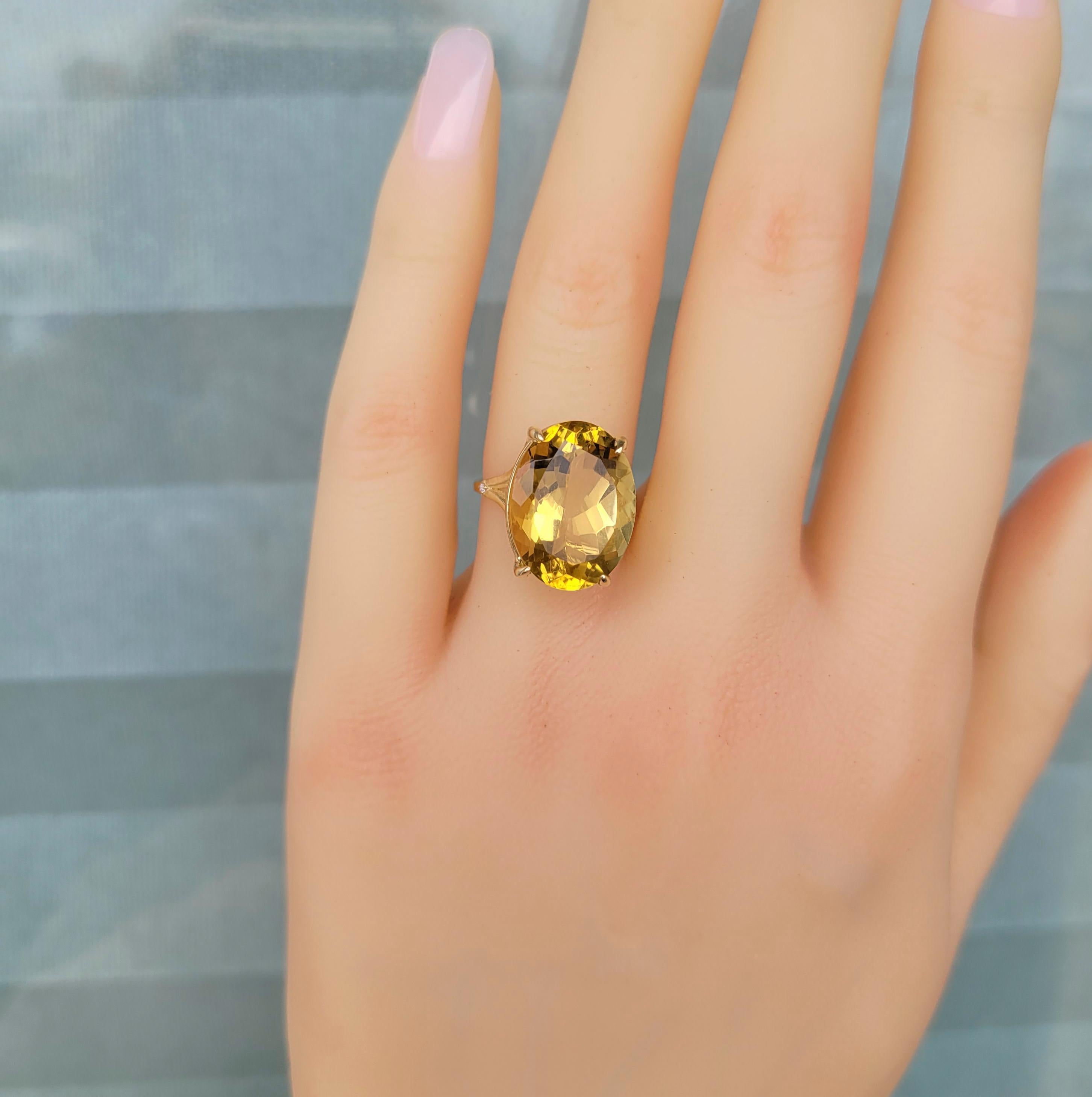 For Sale:  Citrine Gold Ring, Citrine Cocktail Ring, Oval Citrine Ring 6