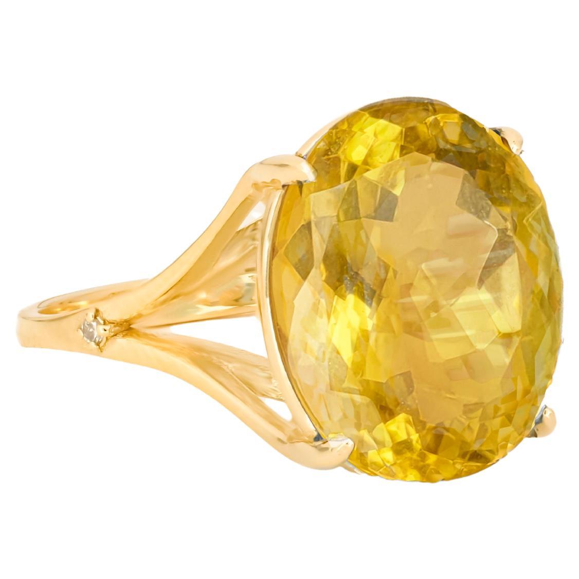 Citrin-Cocktailring aus Gold, Citrin-Cocktailring, ovaler Citrin