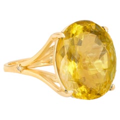 Bague en or et citrine, bague cocktail en citrine, bague ovale citrine