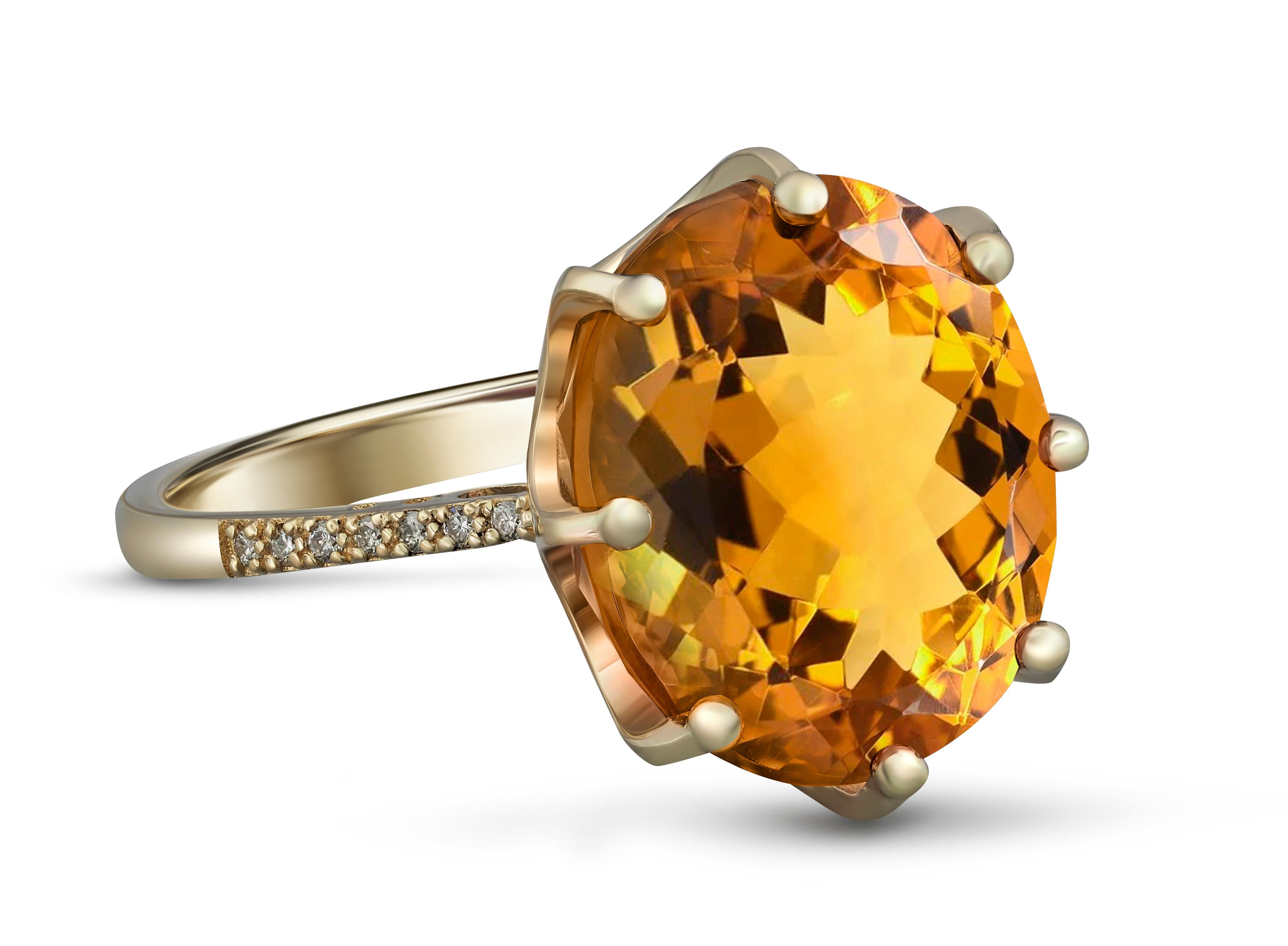 Citrine Gold ring. 
Citrine cocktail ring. Oval Citrine Ring. 14k gold ring with Citrine. Minimalist Citrine Ring. Citrine Engagement ring.

Metal: 14k gold
Weight: 3 gr. depends from size.

Gemstones:
Citrine: oval cut, 10 ct, yellow color,