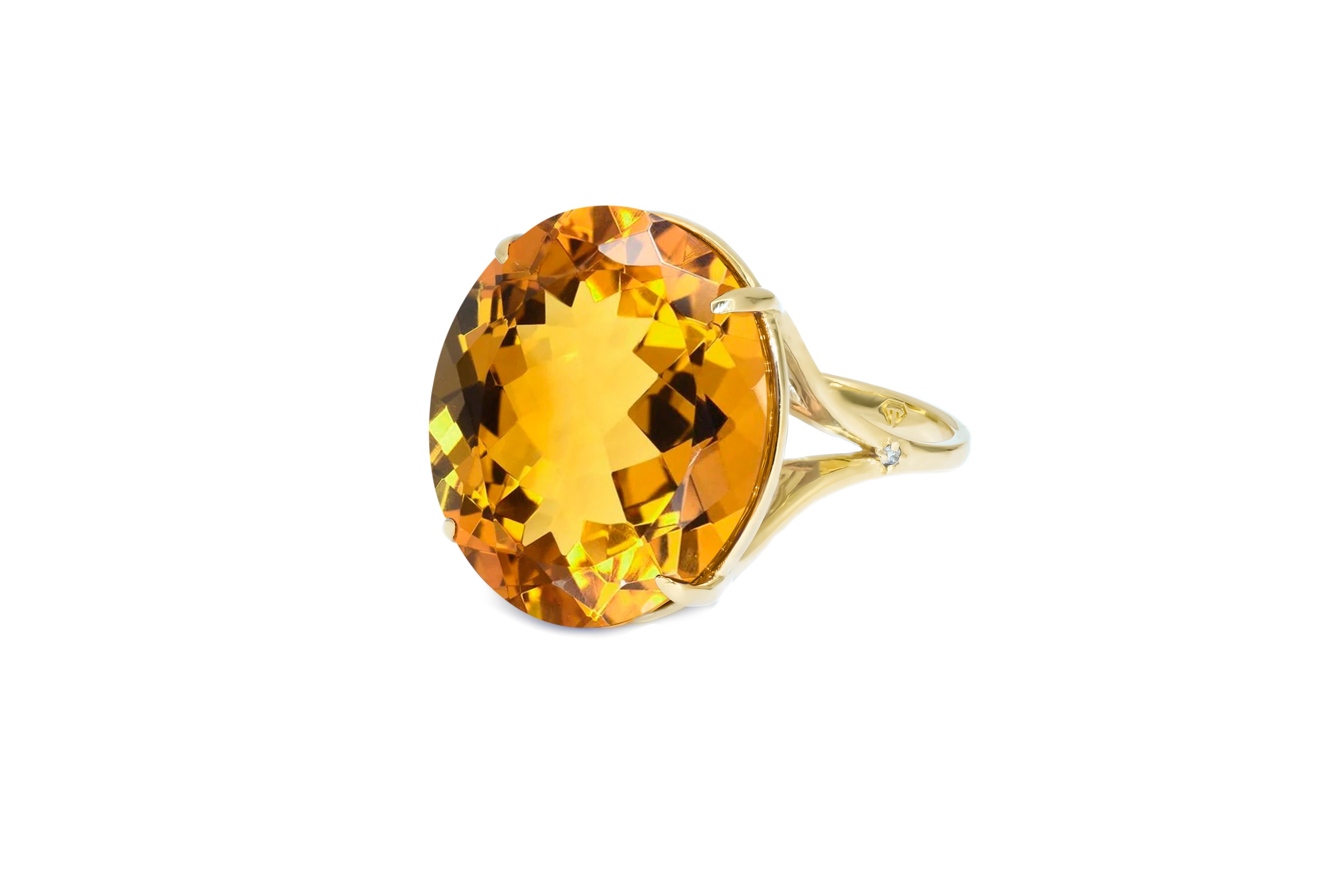 Citrine Gold ring.  In New Condition In Istanbul, TR