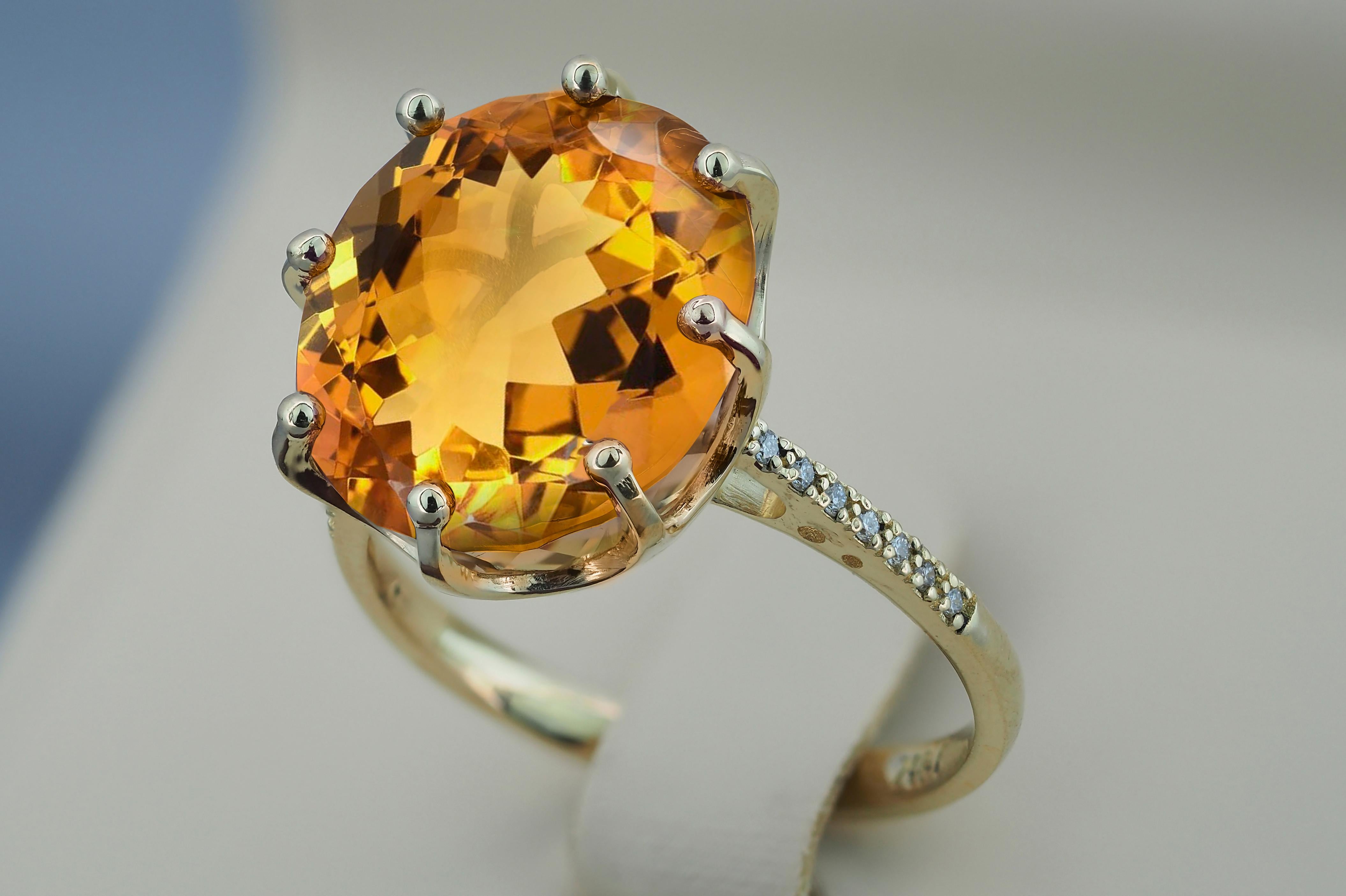 Citrine Gold ring.  In New Condition For Sale In Istanbul, TR