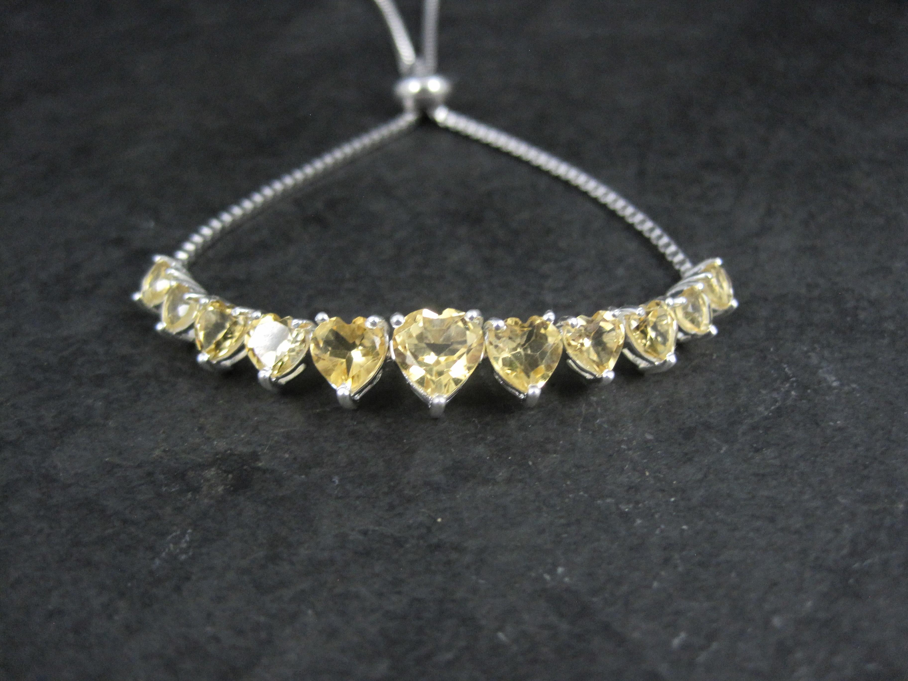 Citrine Heart Bolo Bracelet Sterling Silver For Sale 5
