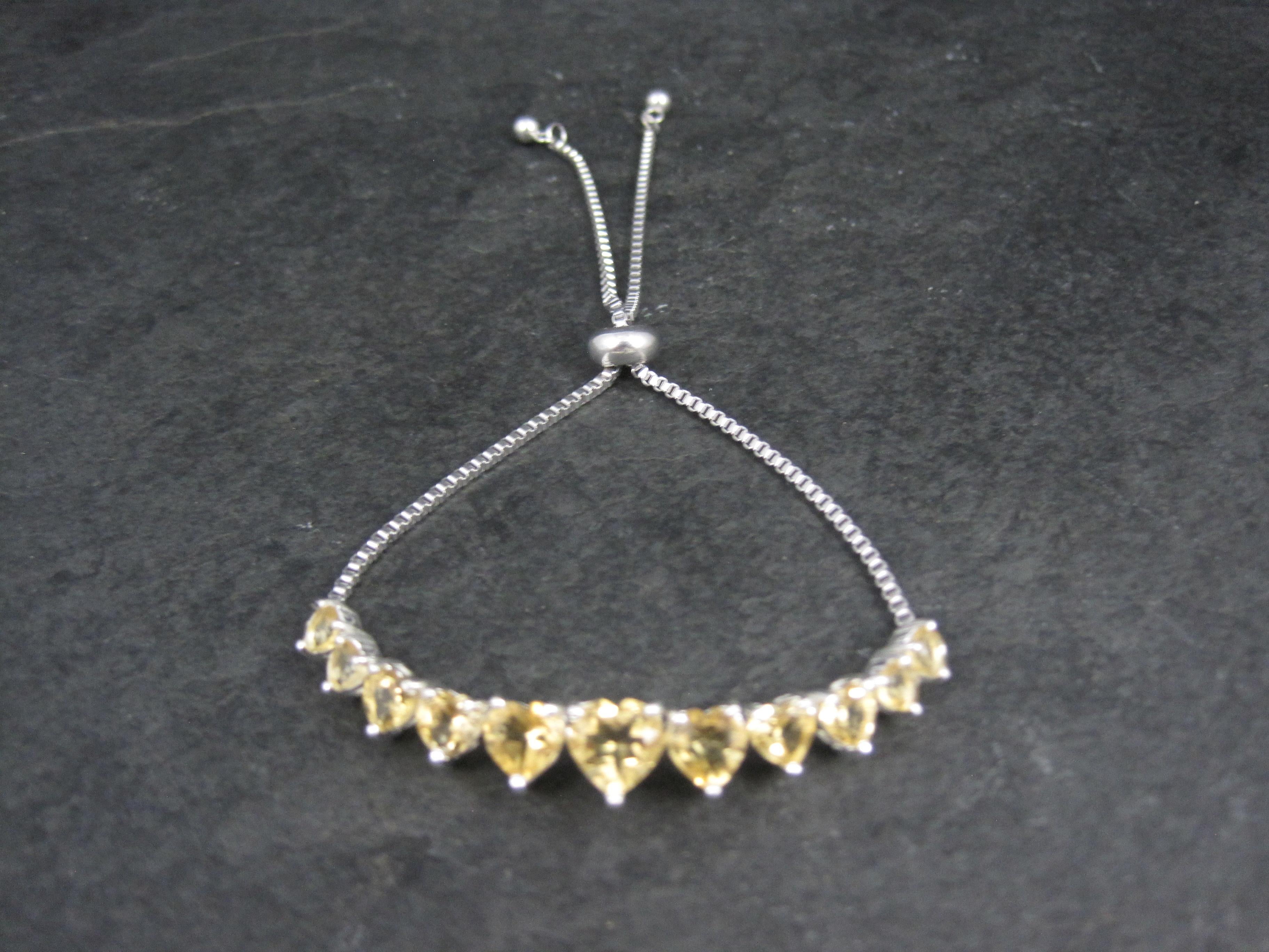 Heart Cut Citrine Heart Bolo Bracelet Sterling Silver For Sale