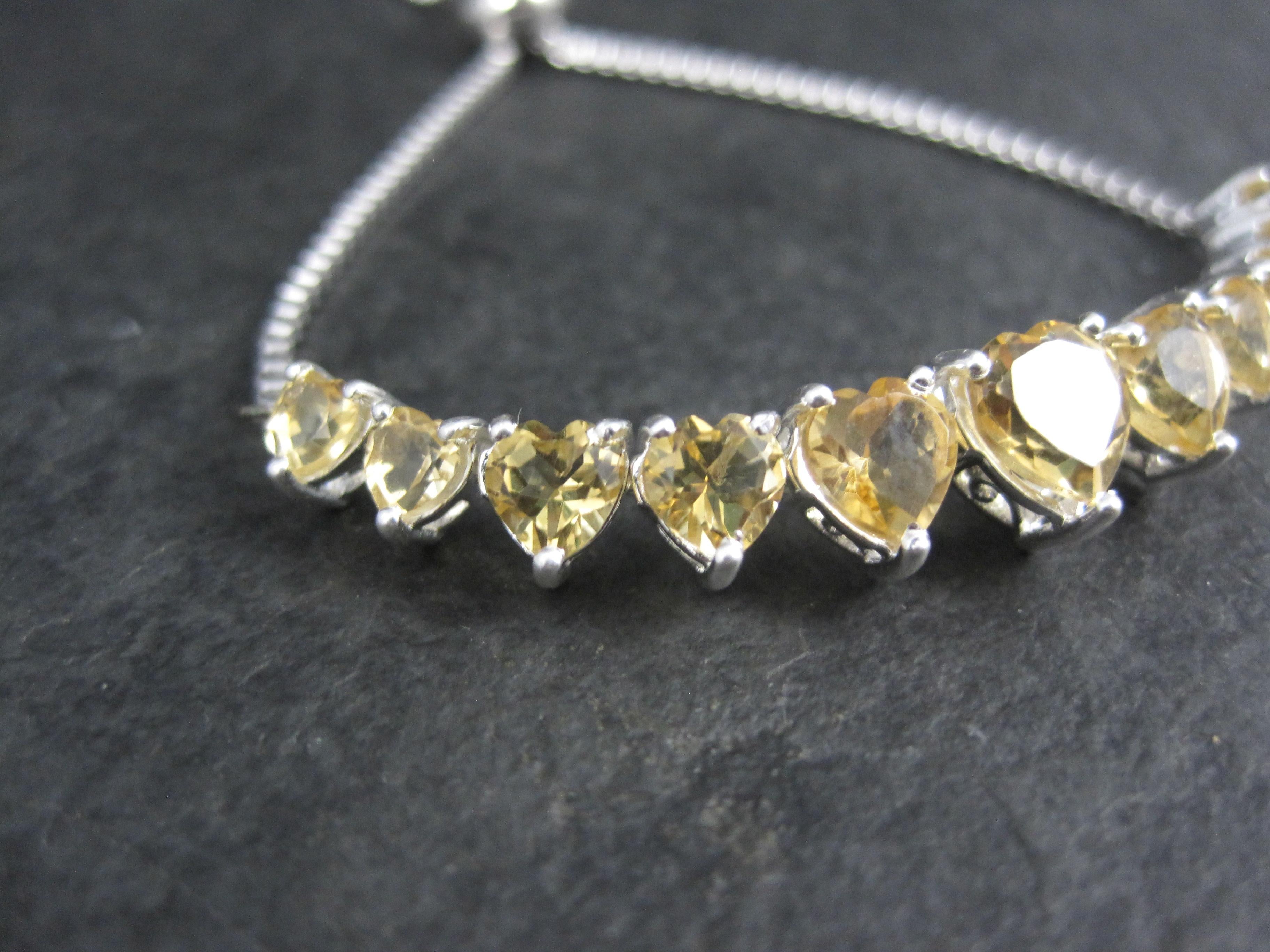 Women's Citrine Heart Bolo Bracelet Sterling Silver For Sale