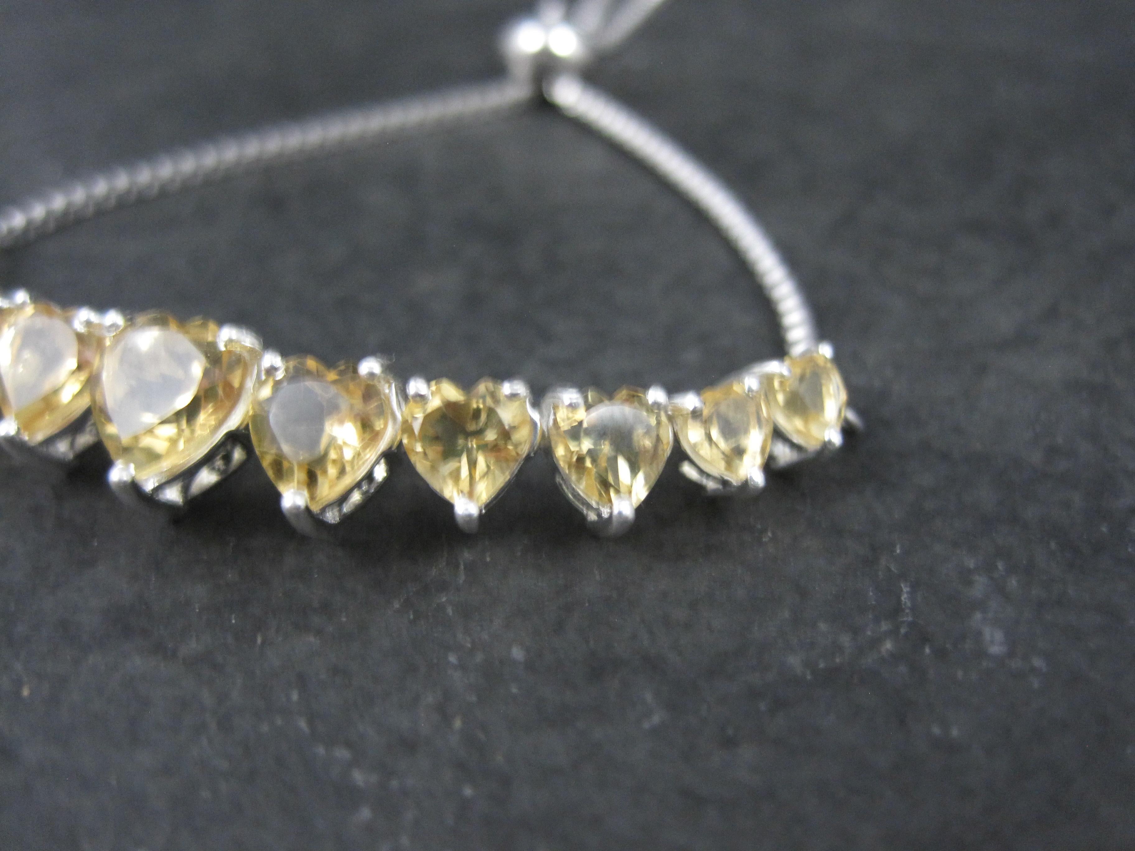 Citrine Heart Bolo Bracelet Sterling Silver For Sale 1