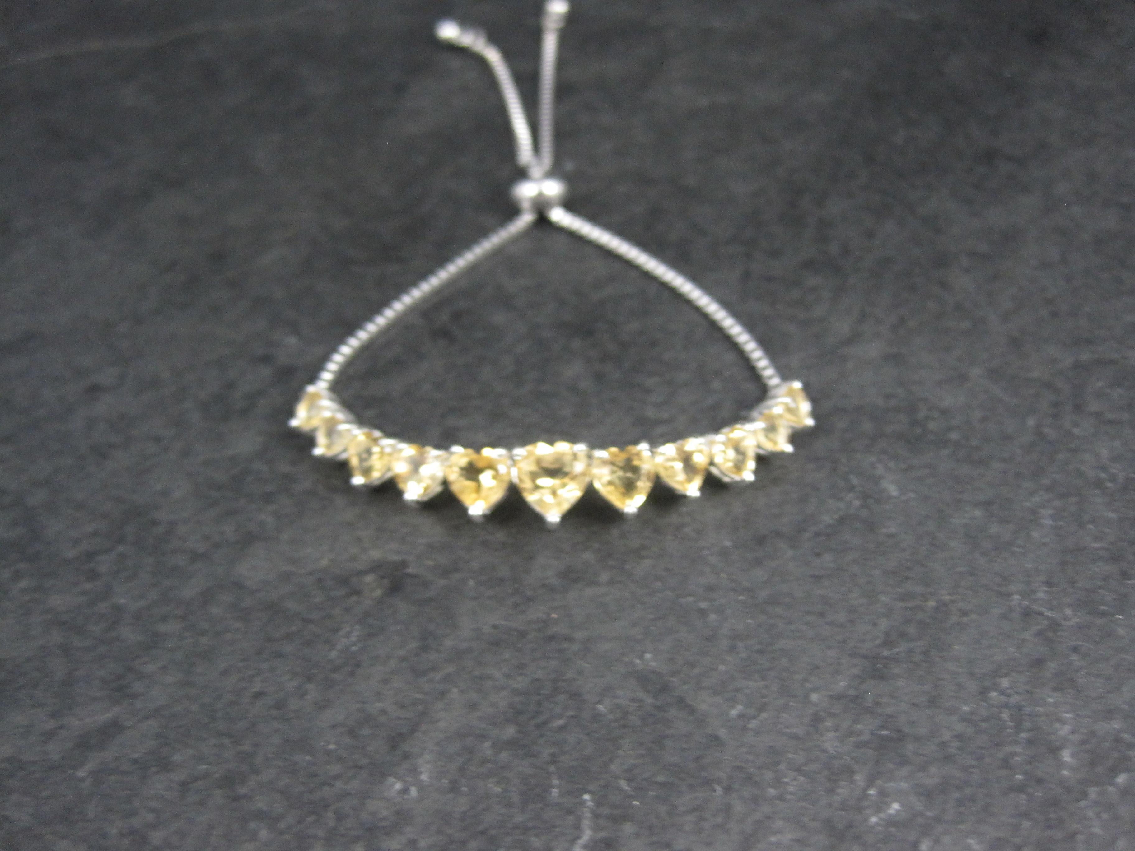 Citrine Heart Bolo Bracelet Sterling Silver For Sale 2