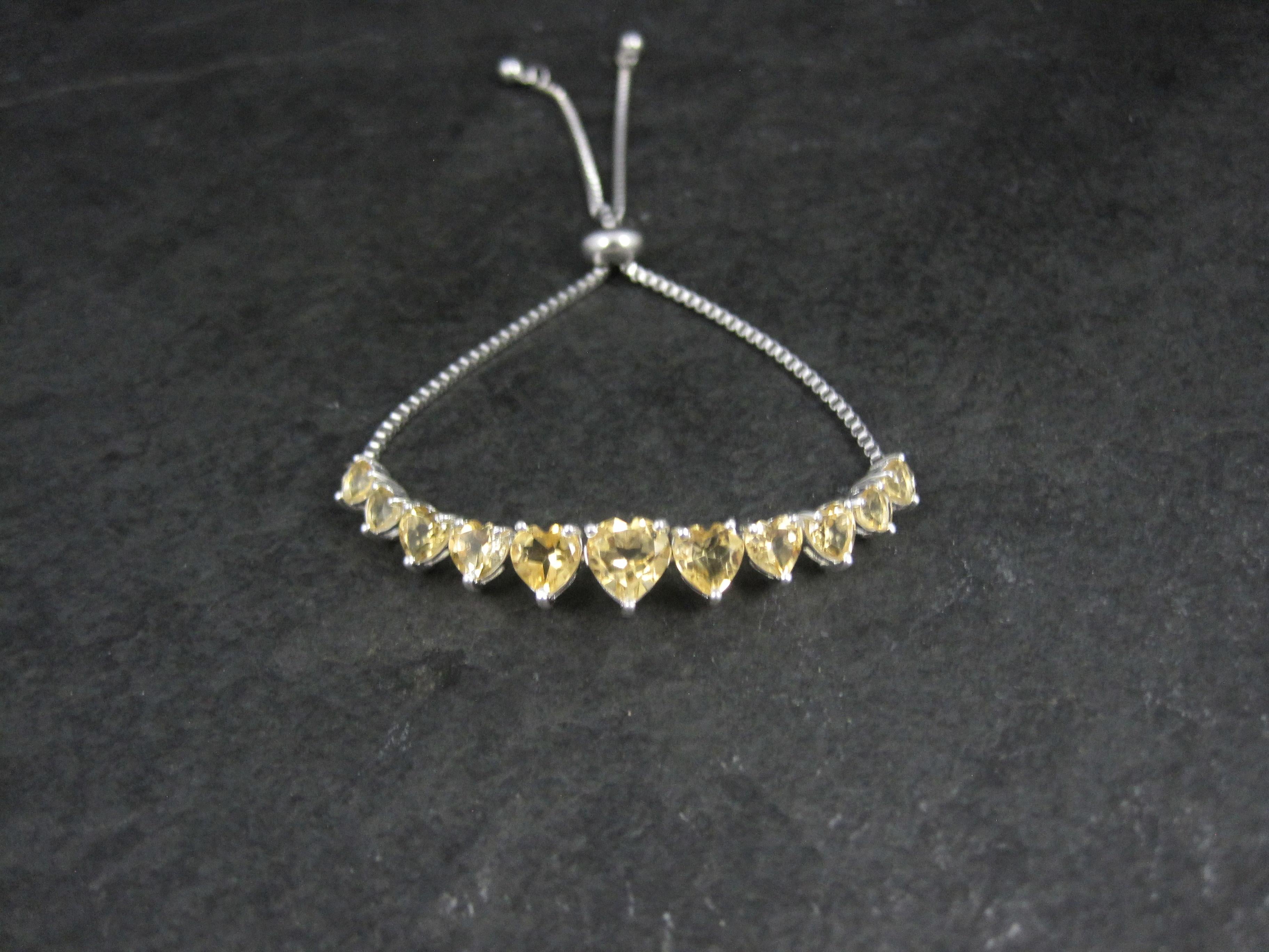 Citrine Heart Bolo Bracelet Sterling Silver For Sale 3