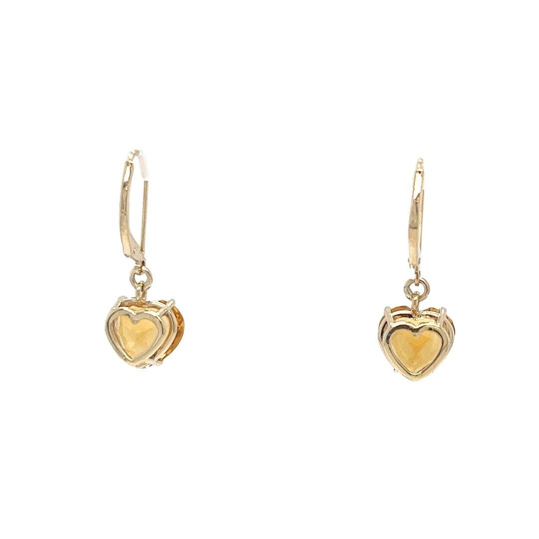 Orecchini a goccia con cuore di citrino in oro giallo In condizioni buone in vendita a Coral Gables, FL