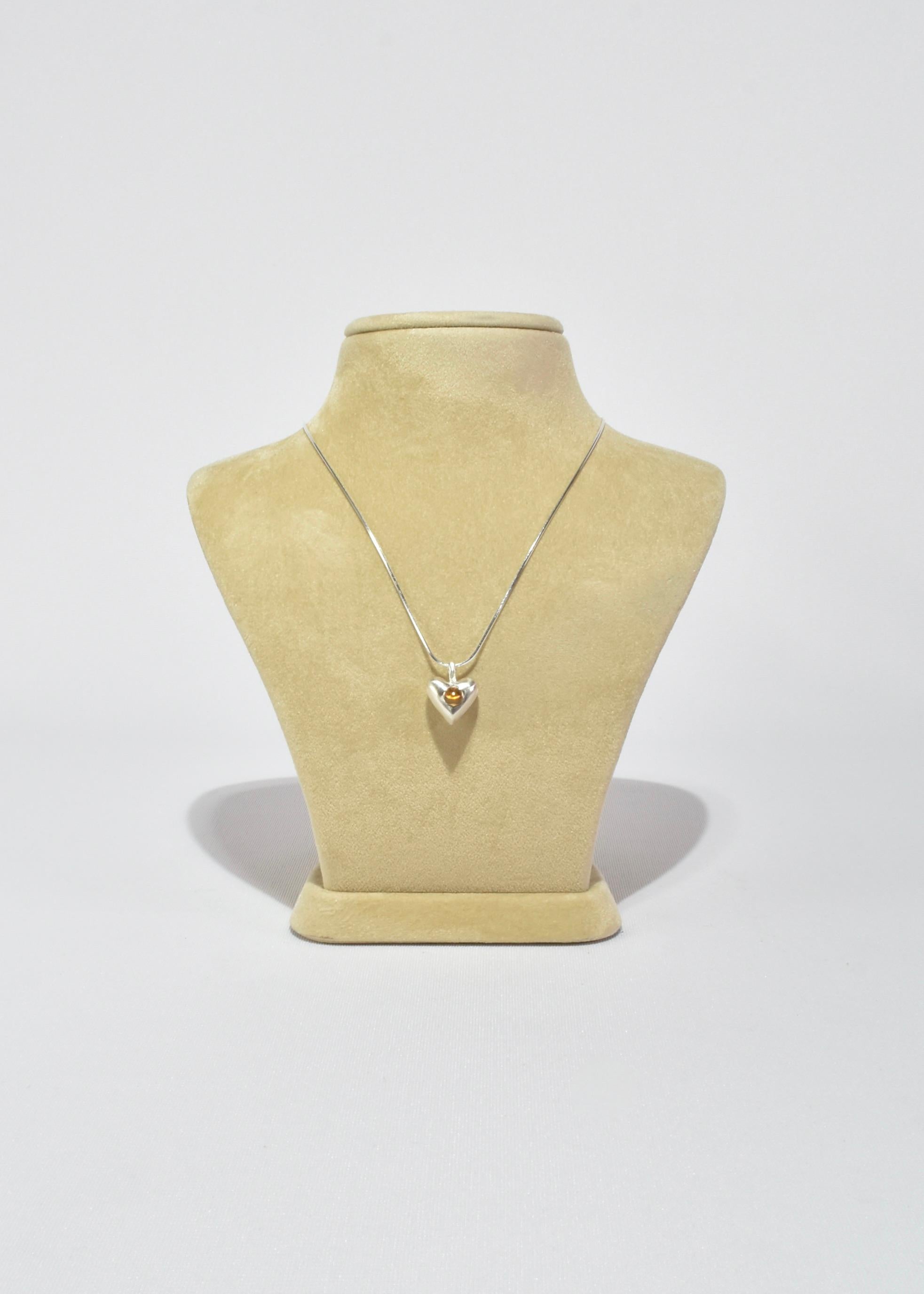 Citrine Heart Pendant Necklace In New Condition In Richmond, VA