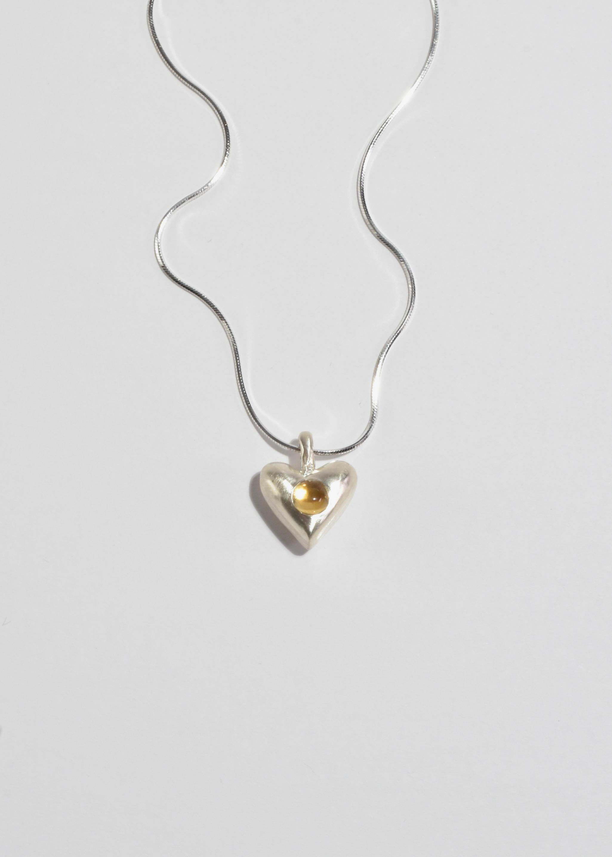 Women's or Men's Citrine Heart Pendant Necklace
