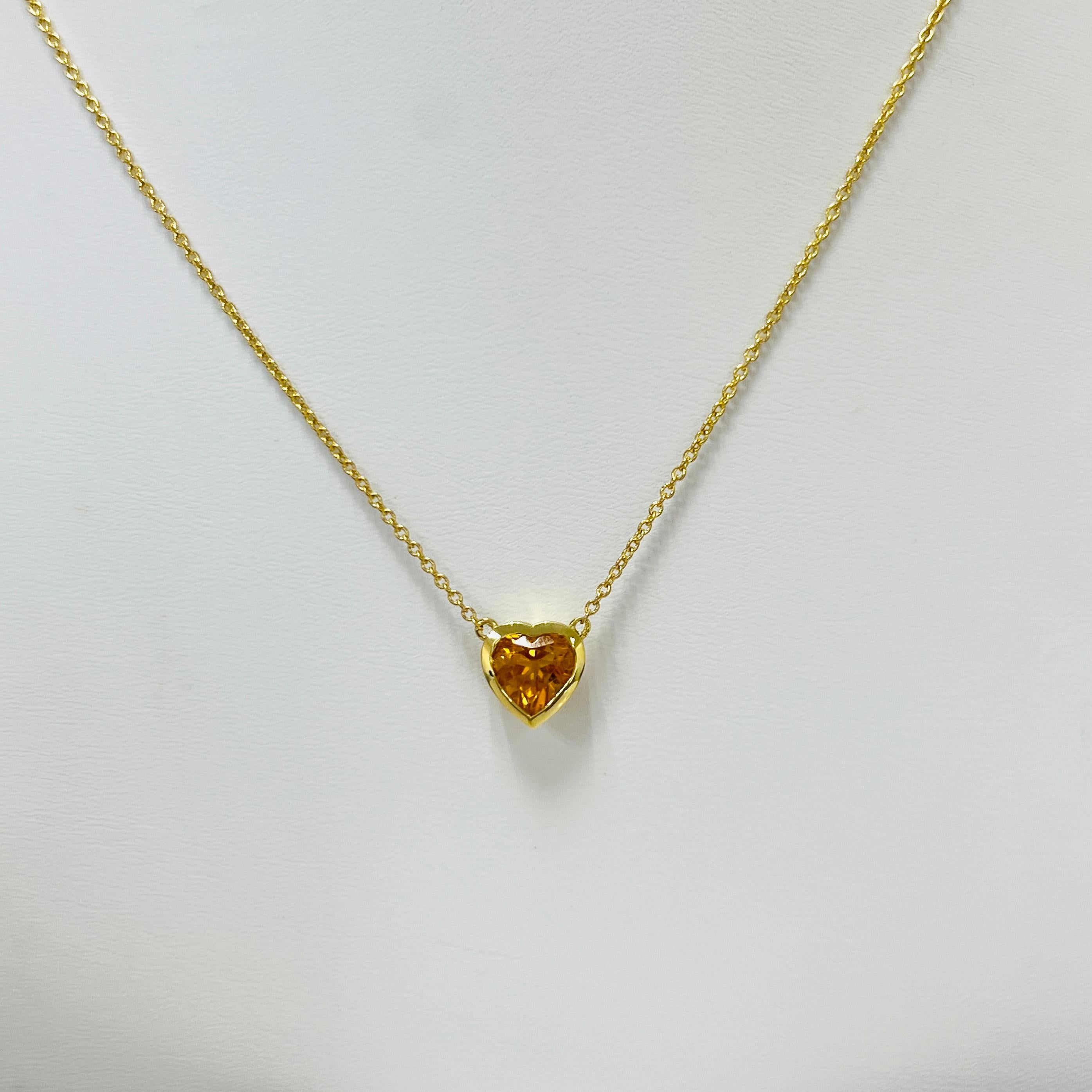 Collar Colgante Corazón de Citrino en Oro Amarillo de 18K en venta 3