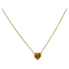 Collar Colgante Corazón de Citrino en Oro Amarillo de 18K