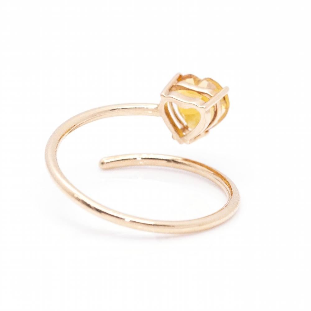 Citrine Heart Ring In New Condition For Sale In BARCELONA, ES