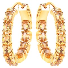 Orecchini a cerchio con citrino 3,18 carati placcati in oro giallo 14K A. Silver
