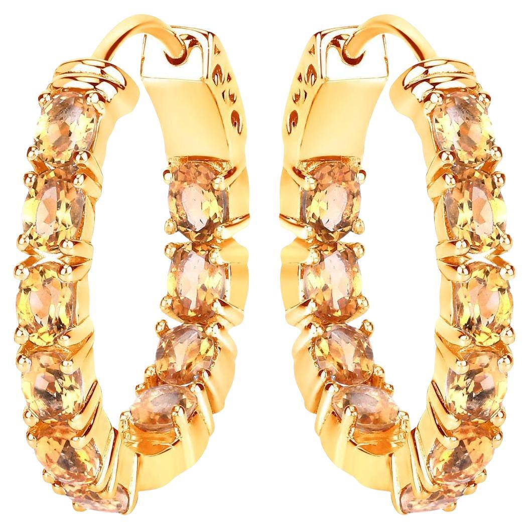 Boucles d'oreilles Citrine 3.18 Carats 14K Or Jaune Plaqué Silver