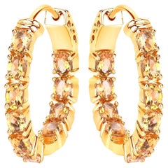 Boucles d'oreilles Citrine 3.18 Carats 14K Or Jaune Plaqué Silver