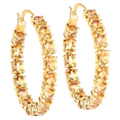 Citrin-Creolen-Ohrringe 4,85 Karat 14K Gelbgold vergoldetes Silber