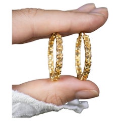 Orecchini a cerchio con citrino 4,85 carati placcati in oro giallo 14K A. Silver