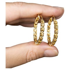 Orecchini a cerchio con citrino 4,85 carati placcati in oro giallo 14K A. Silver