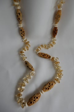 Citrine Horn Vermeil Long Gemstone Necklace