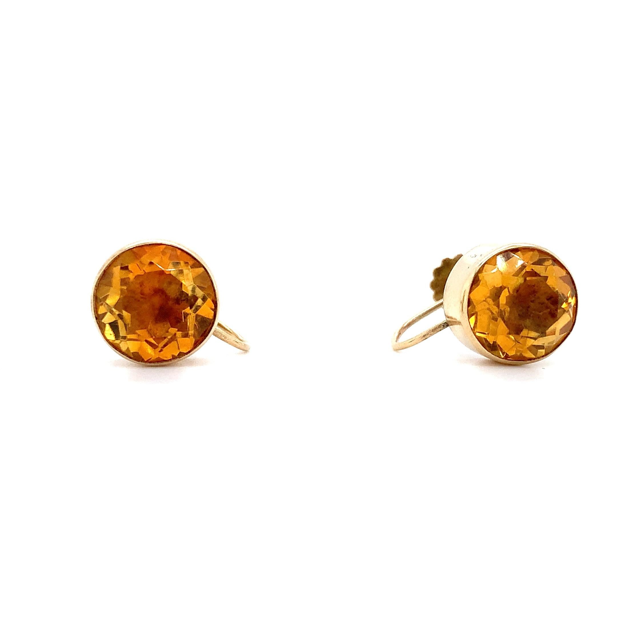 Citrin große Art Deco Ohrringe Gelbgold im Angebot 1