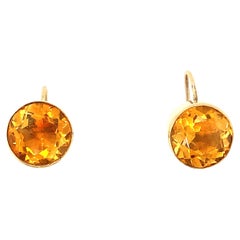 Citrine large art deco earrings yellow gold