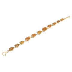 Citrine Leaves 18 Karat Yellow Gold Cuff Bracelet