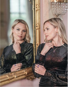 Citrine, London Blue Topaz and Purple Amethyst 3 Drop Earrings