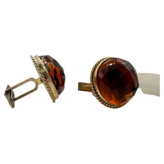 Citrine mens cufflinks 14KT solid gold cuflinks cognac cintrine rare custom cut