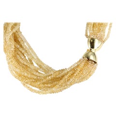 Citrine Multi-Strand Necklace with 18 Karat Yellow Gold Clasp