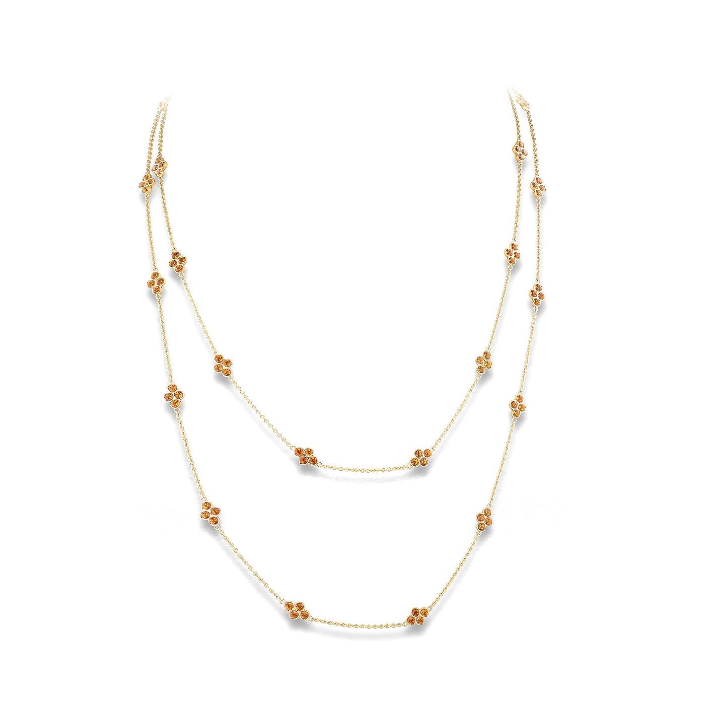Necklace in 18kt yellow gold set with 108 citrines 8.61 cts ( 125 cm)