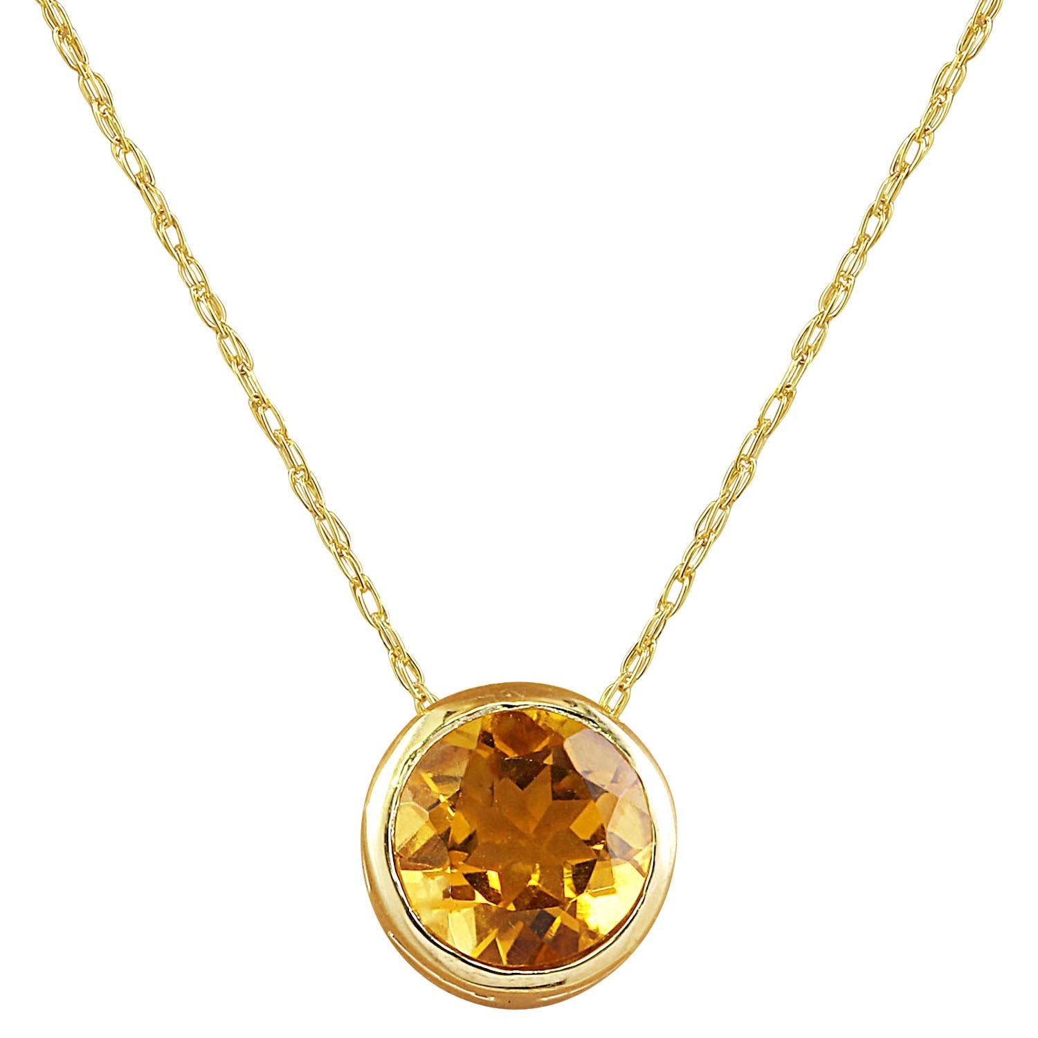 Citrine Necklace In 14 Karat Yellow Gold  In New Condition For Sale In Los Angeles, CA