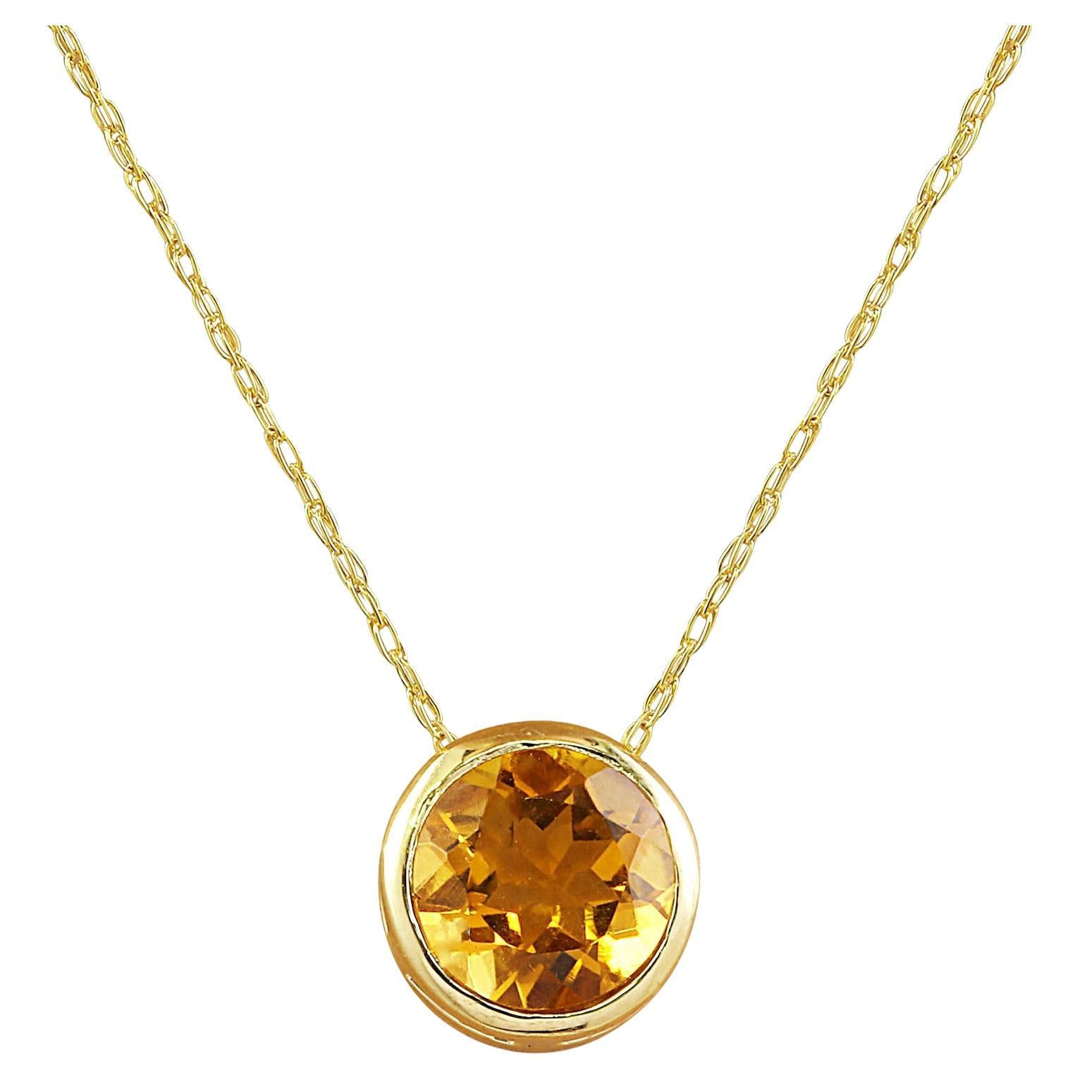 Citrine Necklace In 14 Karat Yellow Gold  For Sale